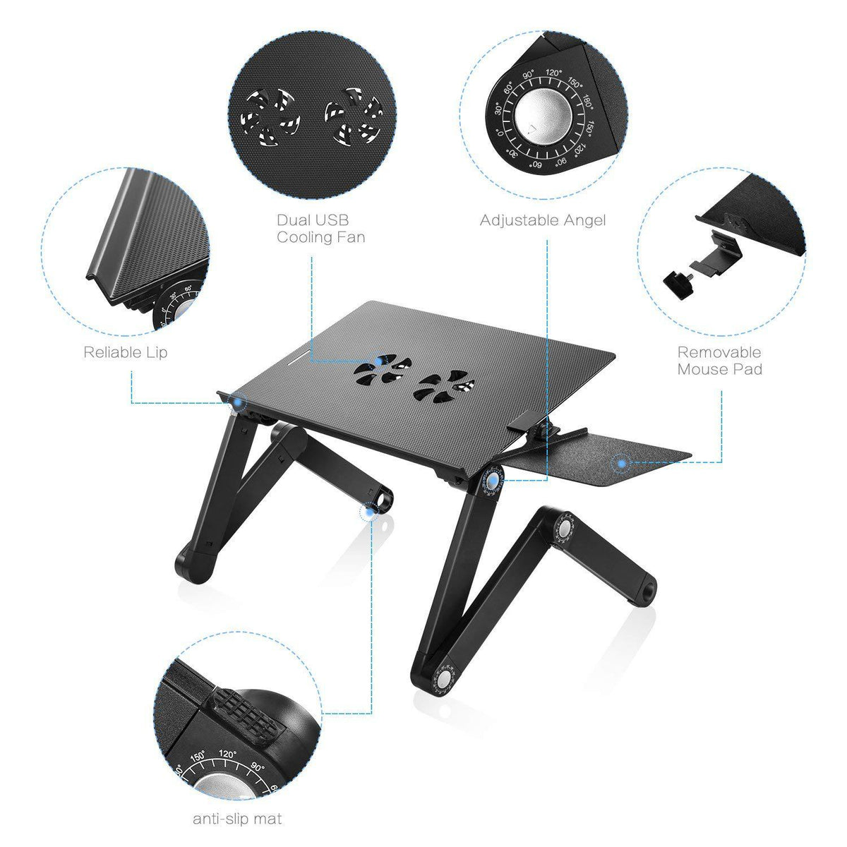 Aluminum folding laptop stand with dual cooling fans - photo 5